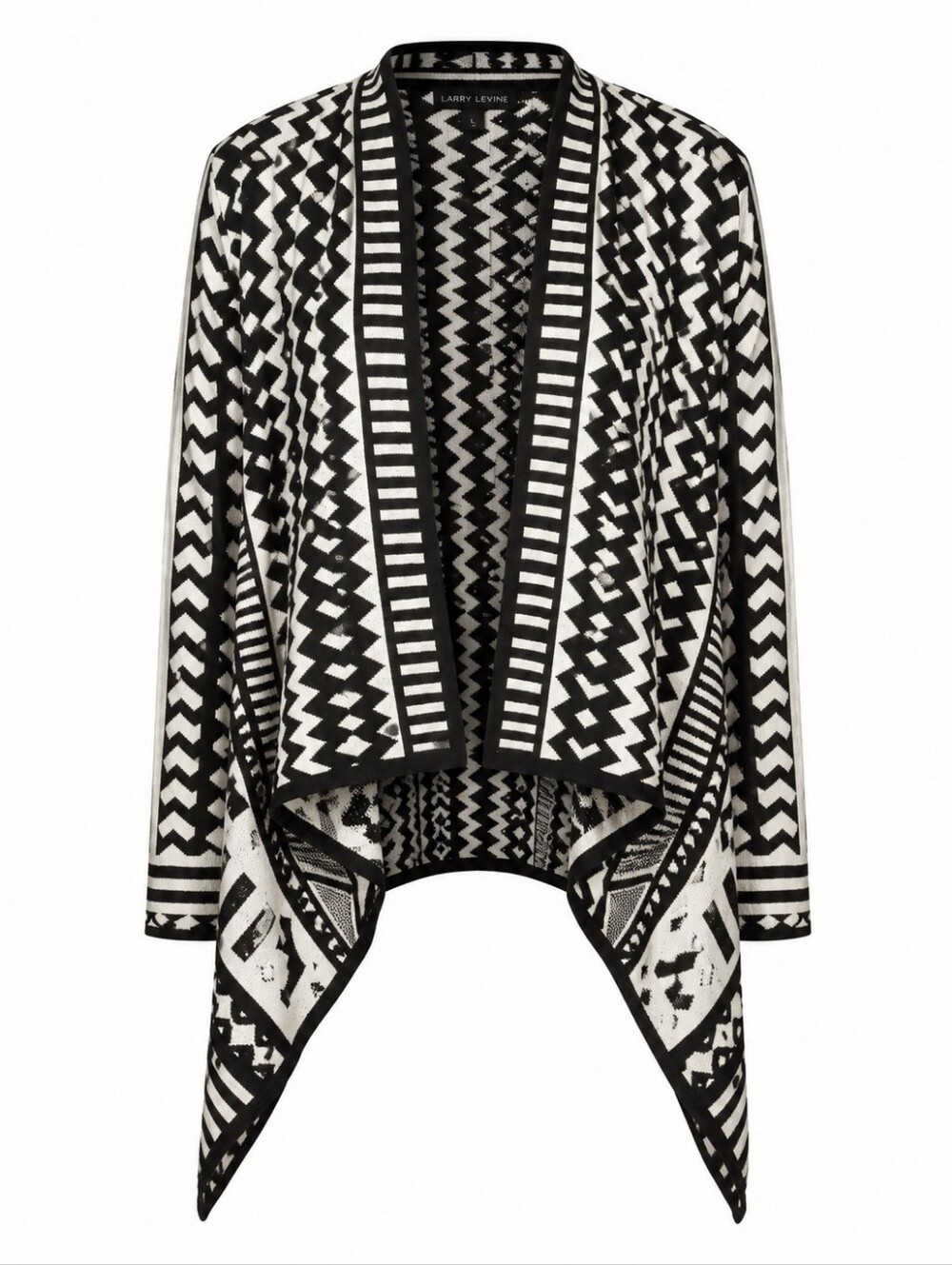 LARRY LEVINE | Cozy Aztec Tribal Pattern Open Front Watetfall‎ Cardigan | L